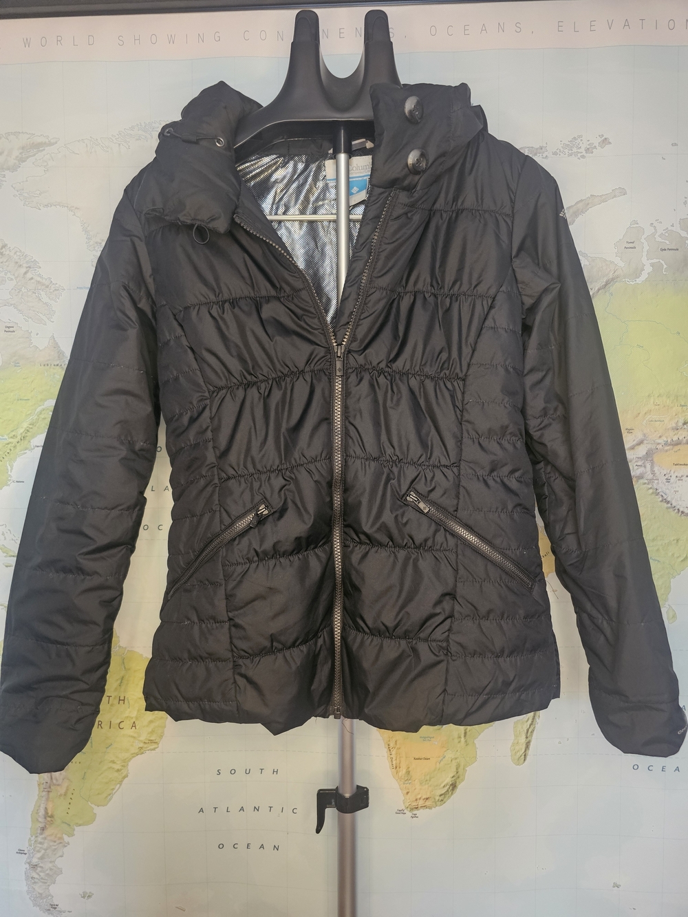 Columbia Black Quilted Hooded Ski Jacket